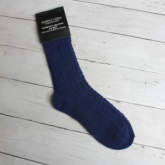 Vera Wang Womens Plush Fuzzy Cozy Socks One Size Navy Blue - Picture 1 of 3